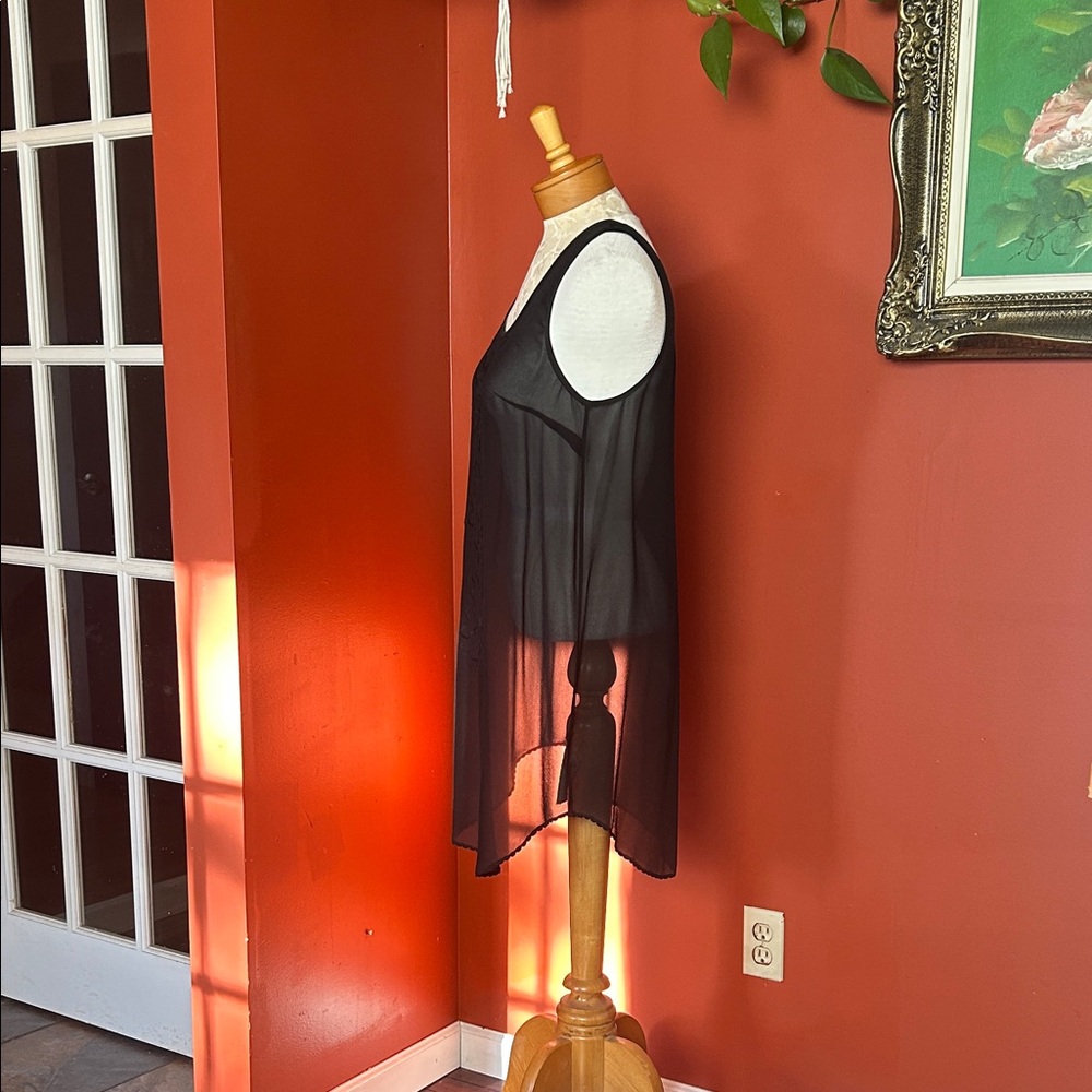 Wilfred Aritzia Long Black Sheer Silk Tank Top - Picture 12 of 13